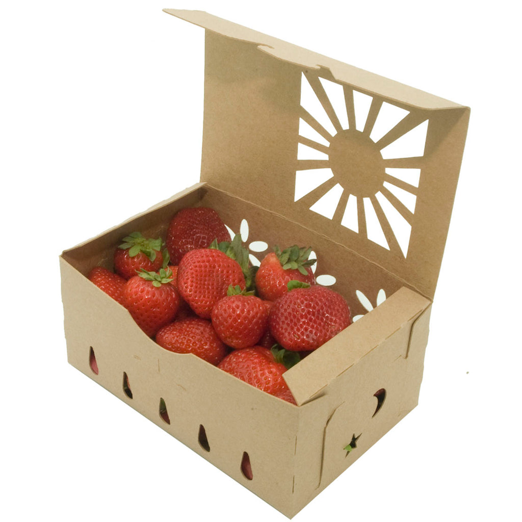 Quart Sustainable Produce Container Kraft with Strawberries